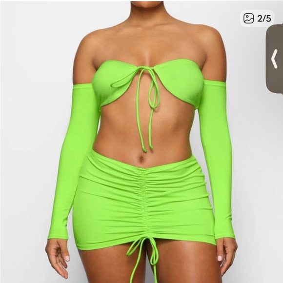 Skims Swim Long Sleeve Bikini Top - Neon Green Size XL NWOT - Picture 2 of 8